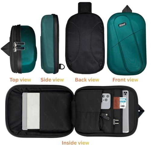 Image of Tukzer ABS Hard Shell Sling Bag Aliens Series 180Open Crossbody Side Shoulder Bag for Mens, Women, Office,Travel,Everyday Mini Backpack for iPad,Tablet,Smartphone,Charger,Headphone,HDD,Camera(01-TBL)