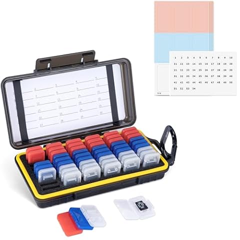 Kiorafoto Etui na karty micro SD z 54 opakowaniami, 3 kolory, przezroczyste plastikowe etui na karty micro SD do kart TF Micro SD/SDXC/SDHC, odporne na wstrząsy, odporne na kurz, etui na karty pamięci