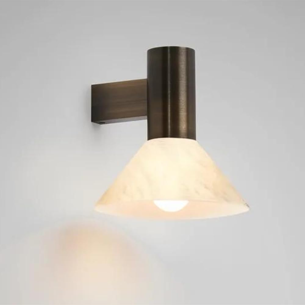 OZBMA Nordic Minimalist Wall Sconce Indoor Light Fixtures Hallway Lighting in Aged Brass Luxury Hotel Mirror Fixture Natural Marble Lamp for Bedside Bathroom
