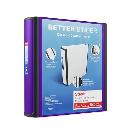 Staples 2-inch 3-Ring Better Binder, Purple, 2/Pack (ST55879-CCVS)