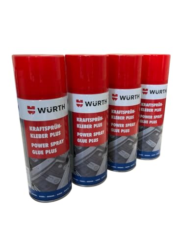 4x Würth Kraftsprühkleber Plus 400 ml Kraftsprühkleber Sprühkleber für Schwammscheibe Reibebrett Kleber