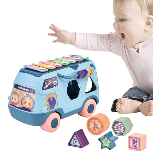 Ruwshuuk Baby Toy Bus, Musical Bus Baby | Piano Interactivo Toquing Toquing con música/luz | Educación temprana Historia de Rompecabezas Máquina Preescolar Vehículo para Contar 1 a 3 años para el