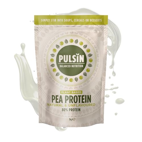 Pulsin - Unflavoured Vegan Pea Protein Powder - 1kg - 8.0g Protein, 0g Carbs, 41 Kcals Per Serving - Gluten Free, Plant Based, Palm Oil Free & Dairy Free