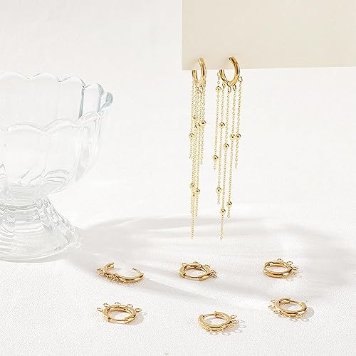 UNICRAFTALE 5 Pair Golden Stainless Steel Hoop Earring Findings 10 Gauge Earrings with 5 Horizontal Loops DIY Tassel Earring Accessories Metal Hoop Earring Components for Jewlery Making - Image 2