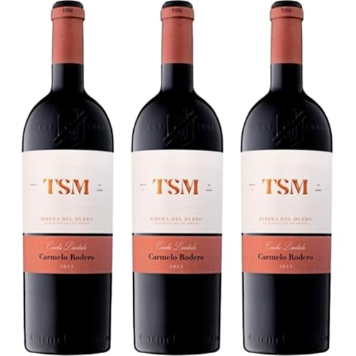 Carmelo Rodero TSM, vino tinto crianza de España con Tempranillo, Cabernet Sauvignon y Merlot, ideal para disfrutar cuerpo, sabor intenso y aroma complejo.| 3 botellas