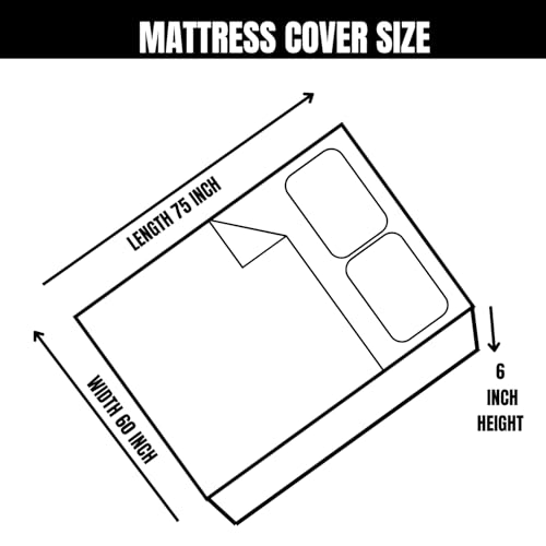Image of Queen Size Bed Cotton Mattress Cover with Zip (75x60x6 Multicolour)