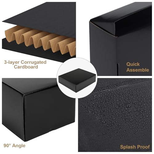 Image of ZBEIVAN 10x8x3 Black Small Shipping Boxes, 30 Packs Corrugated Cardboard Mailer Boxes for Packaging Small Business Mailing Gifts Wrap Boxes with Lids