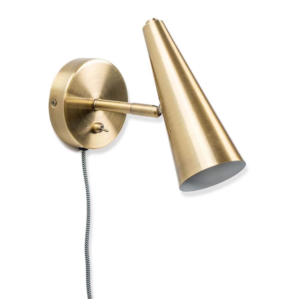 ValueLights | Brushed Antique Brass Cone Wall Lights | Wall Lamps & Sconces, Home Décor & Improvement Essential | Includes Bulb