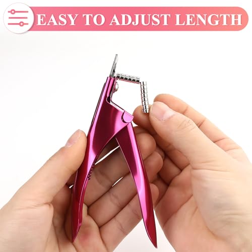 False Nail Clippers with Magnets Stainless Steel Nail Cutter for Acrylic Nail Nail Clippers with 15Pcs Small Magnets for Home Salon Nail Art (Pink) - Thumbnail 4