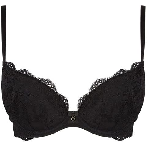 Ann Summers Sexy Lace Planet Plunge Bra for Women with Underwire Padded Cups and a Charm Detail - Push up Bra - Removable Pads - Every Day Bra - Black 34E Cover