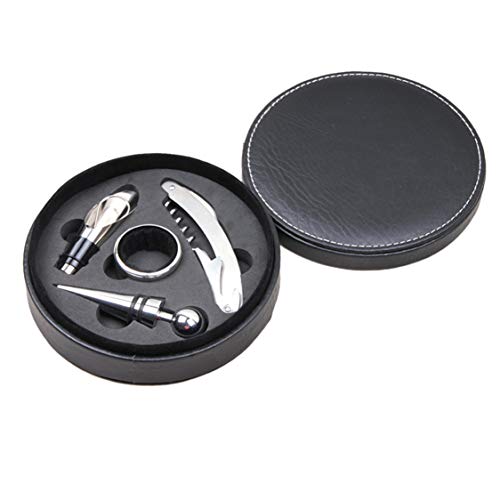 XLKJ Juego de Abridor de Vino, Sacacorchos de Botella, Abridor de la Botella del Vino para Boda, Fiesta, Set de Regalo con Estuche de Cuero Sintético - imagen 2