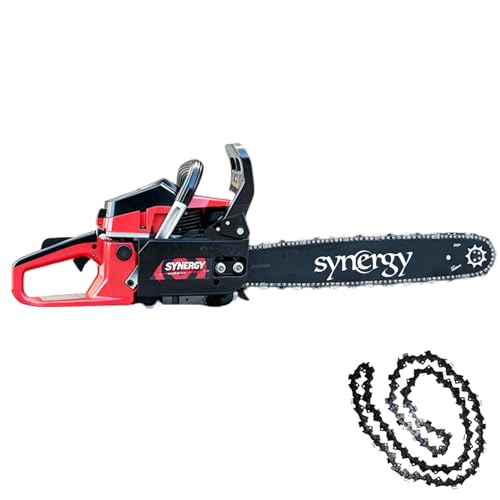 Synergy Motosierra Gasolina 65cc 3,9CV + Cadena – Espada 50cm – Motor 2 Tiempos de Alto Rendimiento – Sistema Easy Start, Antivibración Silent Blocks y Lubricación Automática