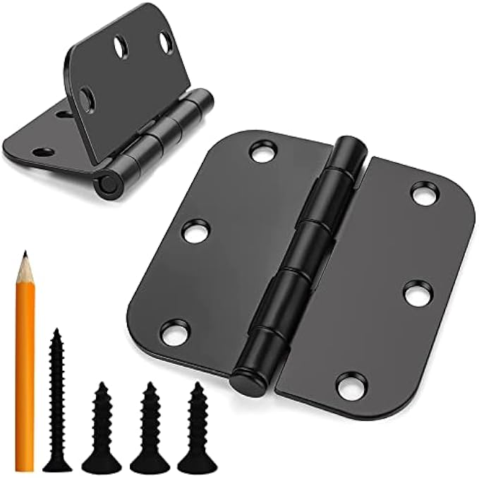 48 Pack Matte Black Door Hinges 3.5" Interior and Exterior Door Hinges, Rustproof Satin Nickel Door Hinges with 5/8" Radius Corners, Bisagras para Puertas Furniture Hinges Matte Black Hinges
