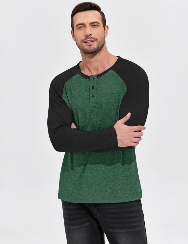 Men's Henley Shirts Cotton T-Shirt Short Sleeve/Long Sleeve Shirt Casual Stylish - Image 2