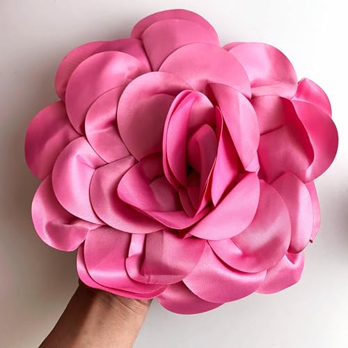 Image of Heyiwell Large Satin Fabric flower for Brooch Pin Wedding Party Dance Dress Suit Clothes Head Hair Accessories DIY Decor 9.45 inchInch