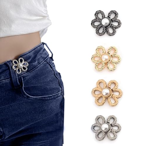 8 Sets Stücke Knöpfe Hosen Enger Machen,Hosenknöpfe Zum Stecken,Hosen Enger Machen Clip,ein Nähen Hosen-Taillenstraffer,Kleidung Verstellbare Taille Schnallen für Lose Hosen, Röcke, Ärmel