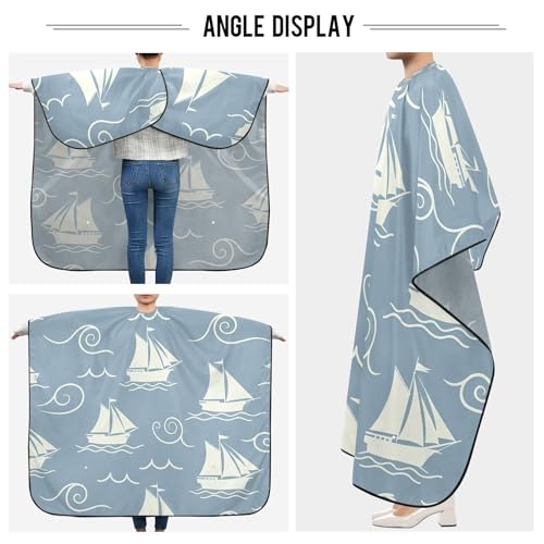 Capa impermeable para cortar cabello Qilmy azul 65" x 55" miniatura 4