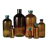 Qorpak GLC-02010 Boston Round Bottle with 33-400 Black Phenolic PolyCone Lined Cap, 32 oz, Amber Pack of 30