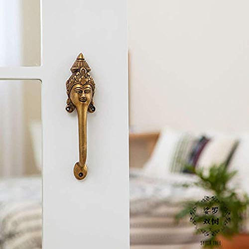 Poignée de porte en cuivre pur artisanale faite main style rétro unique