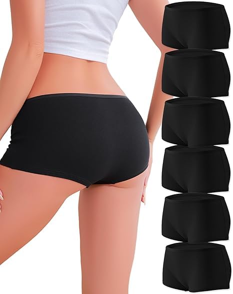 louryn koulyn Cotton Underwear for Women Boyshort Panties Full Coverage Boxer Briefs Stretch Boy Short Undies 6 Pack-picture-34