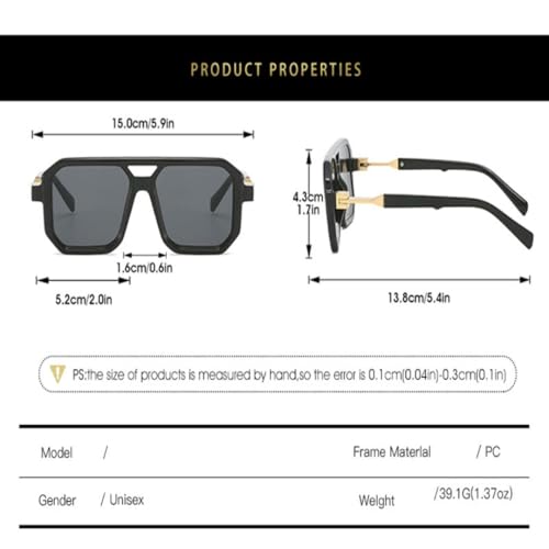 Lunettes de soleil à monture rétro double faisceau mixtes - 6