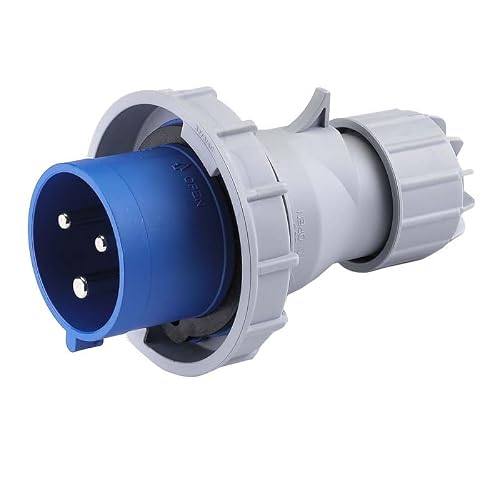 Image of TEW Deligo 16A 3 Pin (2P+E) Blue IP67 Industrial Plug 240V