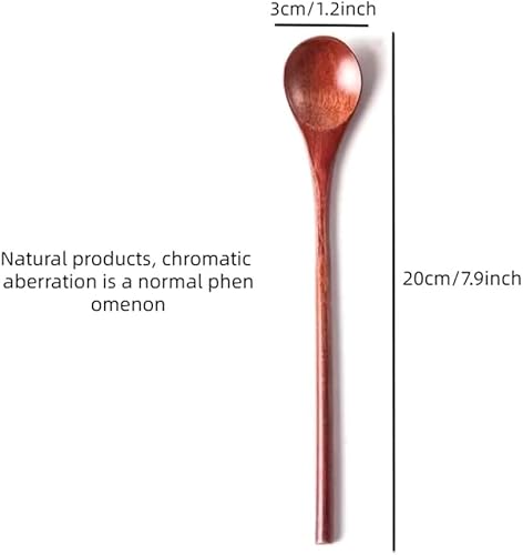 Miniatura 3 de Cucharas de madera de mango largo (colores surtidos)  Cucharas de café, té helado, helado, cucharas de postre juego de 10