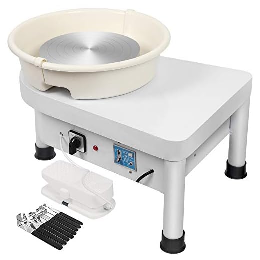 350W Pottery Forming Machine Pottery Wheel Electric 25CM Electric Pottery Wheel with Foot Pedal and Detachable Basin Easy Cleaning for Ceramics Clay Art Craft DIY (White)
