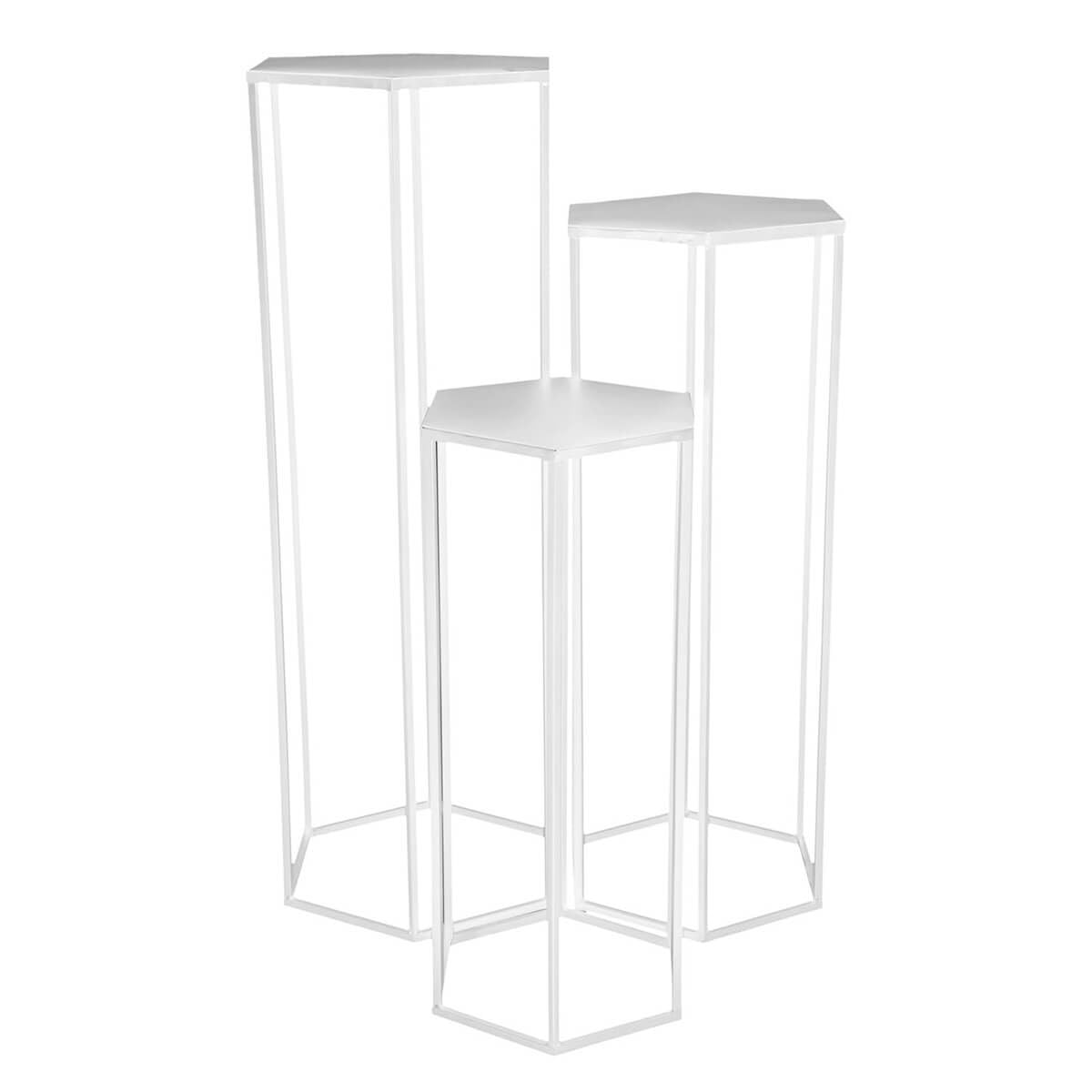 AltoBuy Razza - Lot de 3 Sellettes Gigognes Métal Blanc