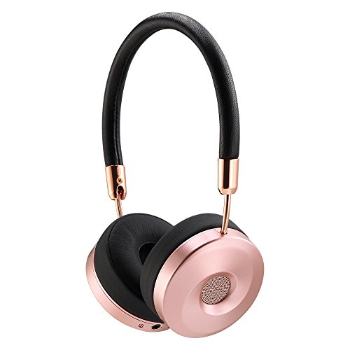 Liboer Wireless Bluetooth Headphones with Mic Foldable On Ear Headset with Carrying Case for iPhone 7 Samsung Cellphones BT89 (Black-Rose)