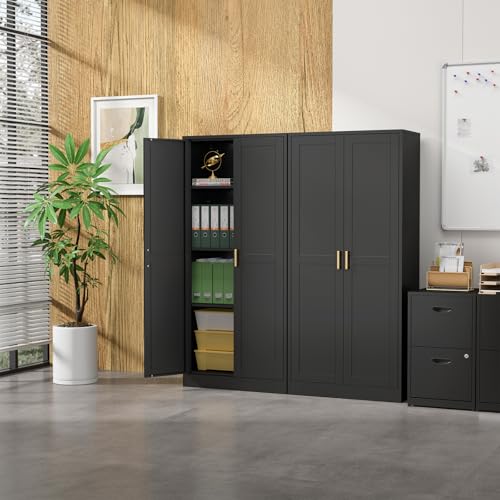 Image of Steeloong 60 inchMetal Pantry Storage Cabinet with Doors & 4 Adjustable Shelves