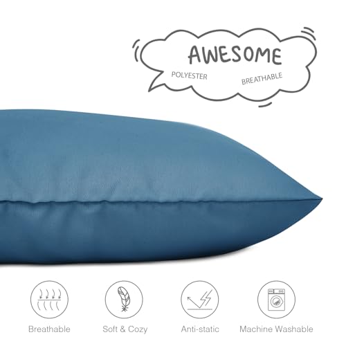 Image of EXQ Home Toddler Pillowcases 13x18 Travel Pillow Case Set of 2, Small Pillow Case Fits Baby Pillow Sized 12x16, 13x18, Kids Pillowcases 2 Pack Machine Washable with Envelope Closure(Misty Blue)