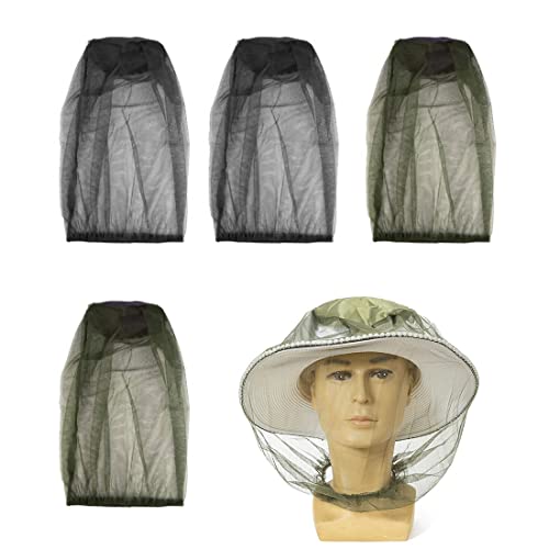 PLABBDPL 4 Piezas Mosquitera de Cabeza Cubierta Protección de Malla para Cara Cuello contra Insectos para la Cara para Exteriores Senderismo Pesca Camping Escalada y Caminar, Negro + Verde
