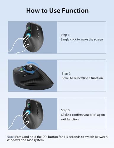 Transformers Vertical Ergonomic Mouse with LED Screen & Knob Control Black | Rechargeable Vertical Mouse Wireless, 3-Device Connectivity (2.4G + Dual Bluetooth), Quiet Clicks, Computer/Mac/Laptop - image 8
