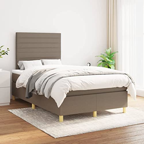 Teenpull Cama con somier con colchón, 120 x 200 cm, color topo, funda de tela, cabecero ajustable, núcleo de muelles ensacados