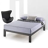 Mellow 14 inch Heavy Duty Steel Platform Beds w/Wood Slat Mattress Foundation, Queen, Black
