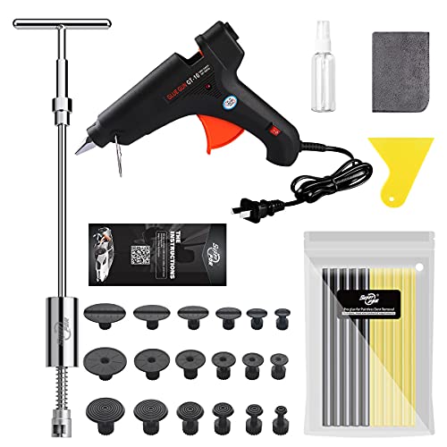 Super PDR Paintless Dent Repair Puller Kit, Dent Puller Slide Hammer T-Bar Tool with 18pcs Dent Removal Pulling Tabs for Car Auto Body Hail Damage Remover