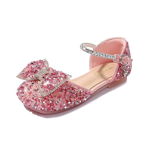 Girls Glittler Bow Dress Shoes Princess Crystal Ballet Flats Party Wedding Flower Shoes