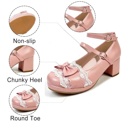 Image of FOREADA Mary Janes for Women Platform Heels Bow Kawaii Shoes Vintage Dress Pumps