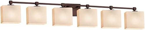 Justice Design Group Lighting FSN-8426-55-OPAL-DBRZ-LED6-4200 Fusion Tetra LED - Barra de baño con 6 luces, acabado de bronce oscuro con pantalla