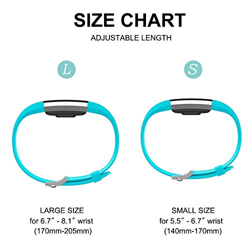 FunBand Strap Compatible with Fitbit Charge 2 Strap Bands,Classic Edition Soft Silicone Sport Adjustable Replacement Accessory Bracelet Straps Compatible with Fitbit Charge 2 (1-Pack Teal) - Image 3