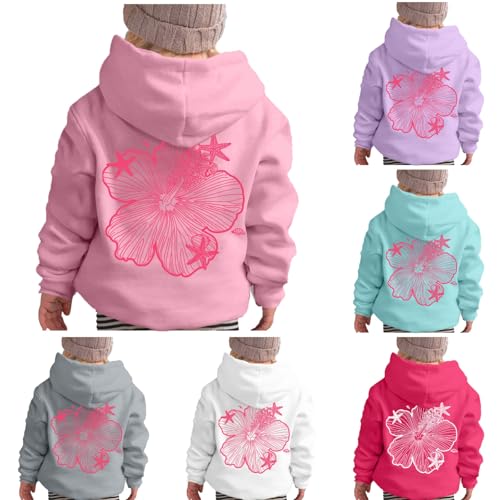 Generisch Sudaderas con capucha de gran tamaño con gráficos bordados para adolescentes niñas Y2K mujeres manga larga de gran tamaño gráfico suéter sudadera top, *Rosa, 12-13 años
