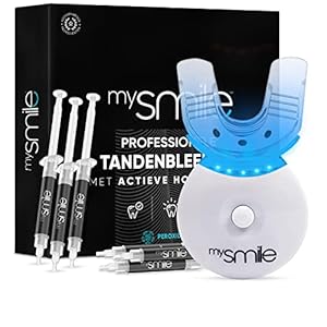 mysmile tandenbleekset – Tandenbleker om zelf tanden te bleken met activated charcoal – Zonder peroxide en verrijkt met natuurlijke ingrediënten – Teeth Whitening Kit tegen gele tanden