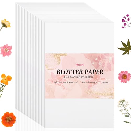 Aboofx 100 Sheets Blotting Paper for Flower Press, Large 8 x 10.3 inch A4 Highly Absorbent and Reusable Blotter Papers for Flower Press Herbarium Craft Blotter Paper Sheets