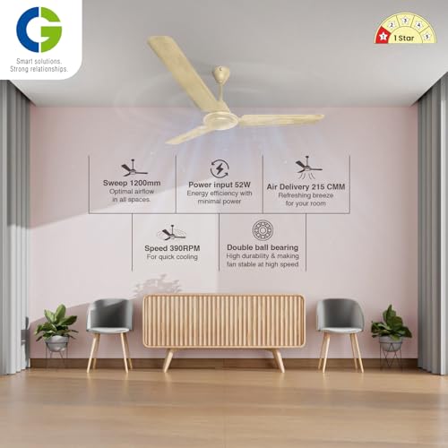 Image of CG Sahajair | High-Speed 1200mm Ceiling Fan | BEE 1-Star | 100% Copper motor | Long Durability | 2 Year Warranty | Powerful Airflow | Double Ball Bearing |Ivory