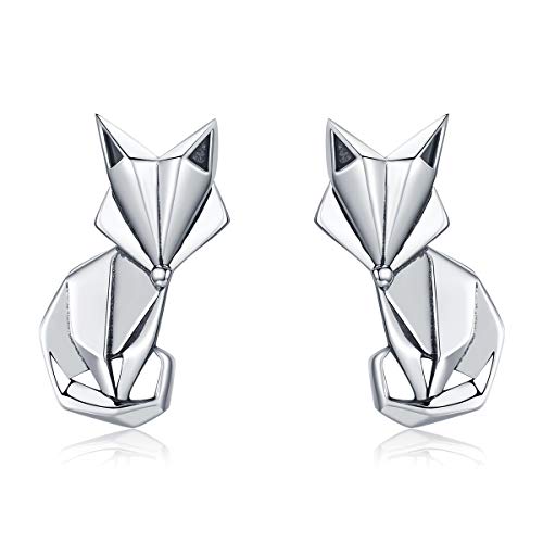 BISAER Little Prince s Fox Earrings 925 Sterling Silver Stud Fairy Tale Element Earrings，Best Gift for Girls And Women