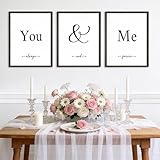 Houmury Set of 3 Framed Wall Decor Farmhouse Wall Art You & Me Always and Forever Vintage Bedroom Wall Decors 12x16 (White)