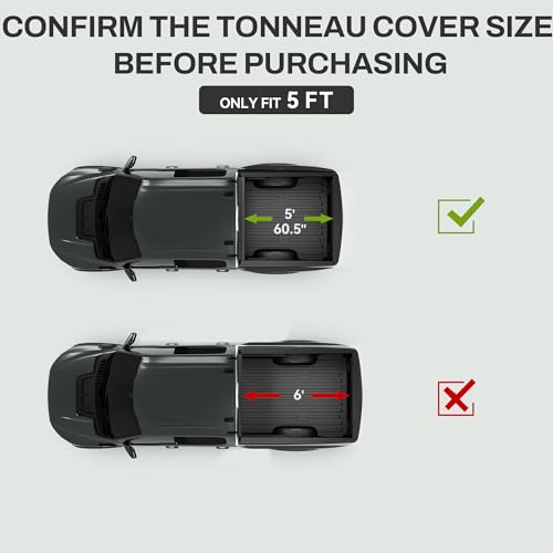 Image of AUTOSAVER88 FRP Hard Tri-fold Truck Bed Tonneau Cover Fits for Ford Ranger 2019 2020 2021 2022 2023 5 ft Bed