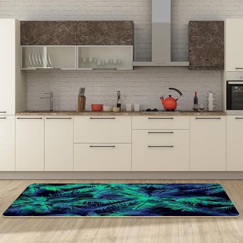 Tapis de cuisine absorbant lot de 2 design tropical pour protéger le sol de la buanderie