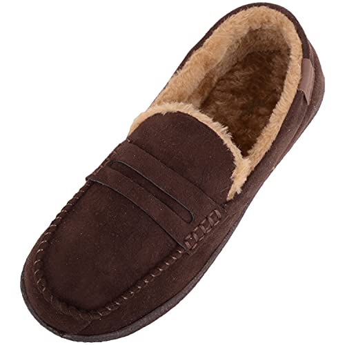 Chaussons en daim synthétique pour homme au coin du feu intérieur fausse fourrure